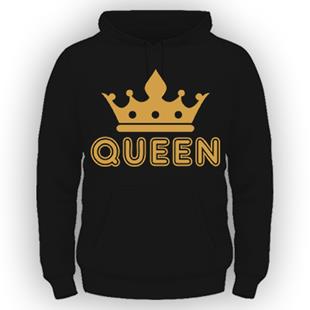 King/Queen unisex kapucnis pulóver - Fekete
