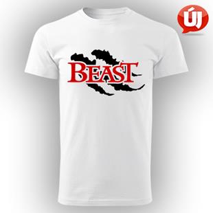 Beauty and Beast férfi kereknyakú pamut póló - Fehér