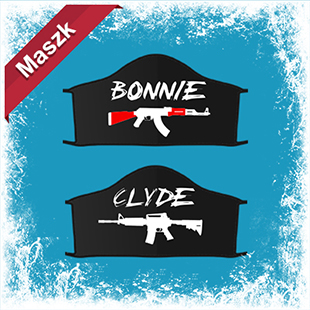 Bonnie & Clyde páros maszk (2db) - fekete